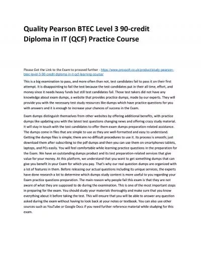 Quality Pearson BTEC Level 3 90-credit Diploma in IT (QCF) Practice Course