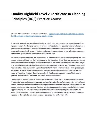 Quality Highfield Level 2 Certificate In Cleaning Principles (RQF) Practice Course