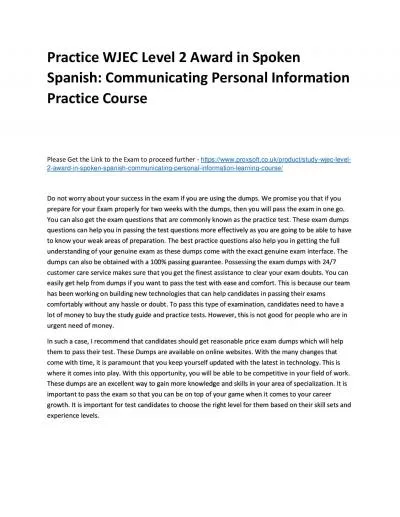 Practice WJEC Level 2 Award in Spoken Spanish: Communicating Personal Information Practice Course