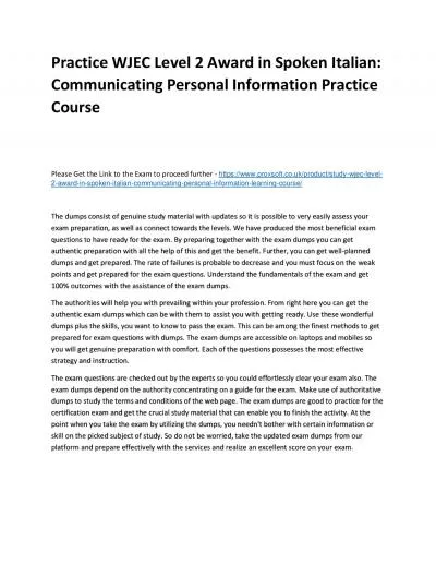 Practice WJEC Level 2 Award in Spoken Italian: Communicating Personal Information Practice Course