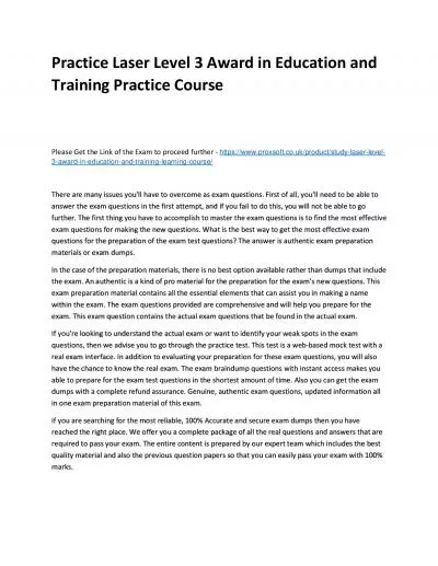 Practice Laser Level 3 Award in Education and Training Practice Course