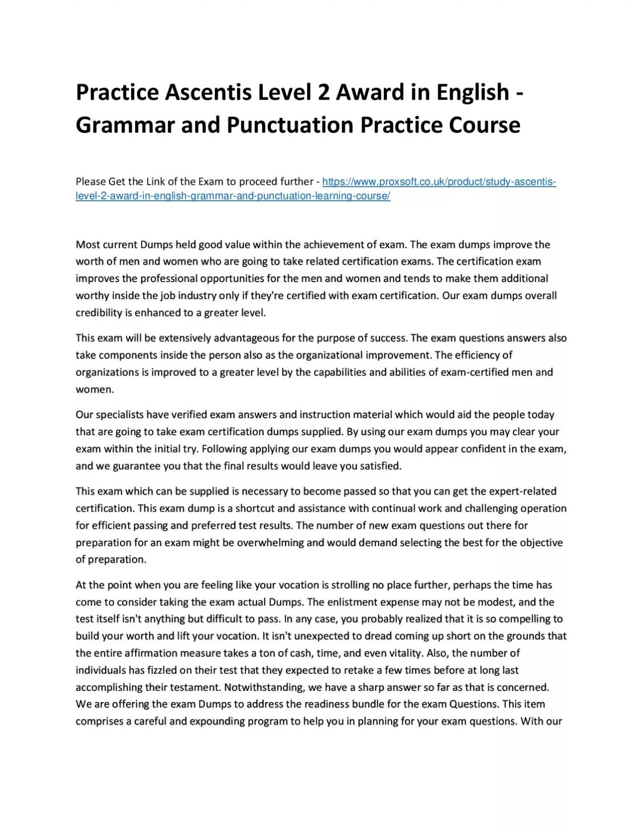 PDF-Practice Ascentis Level 2 Award in English - Grammar and Punctuation Practice Course