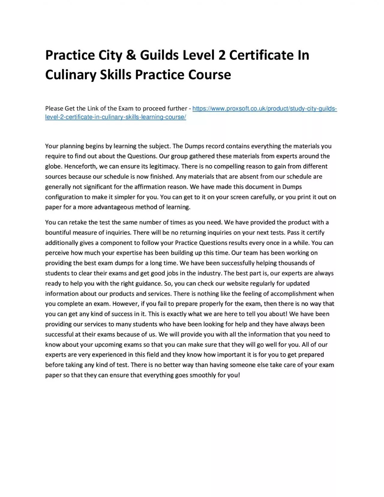 PDF-Practice City & Guilds Level 2 Certificate In Culinary Skills Practice Course