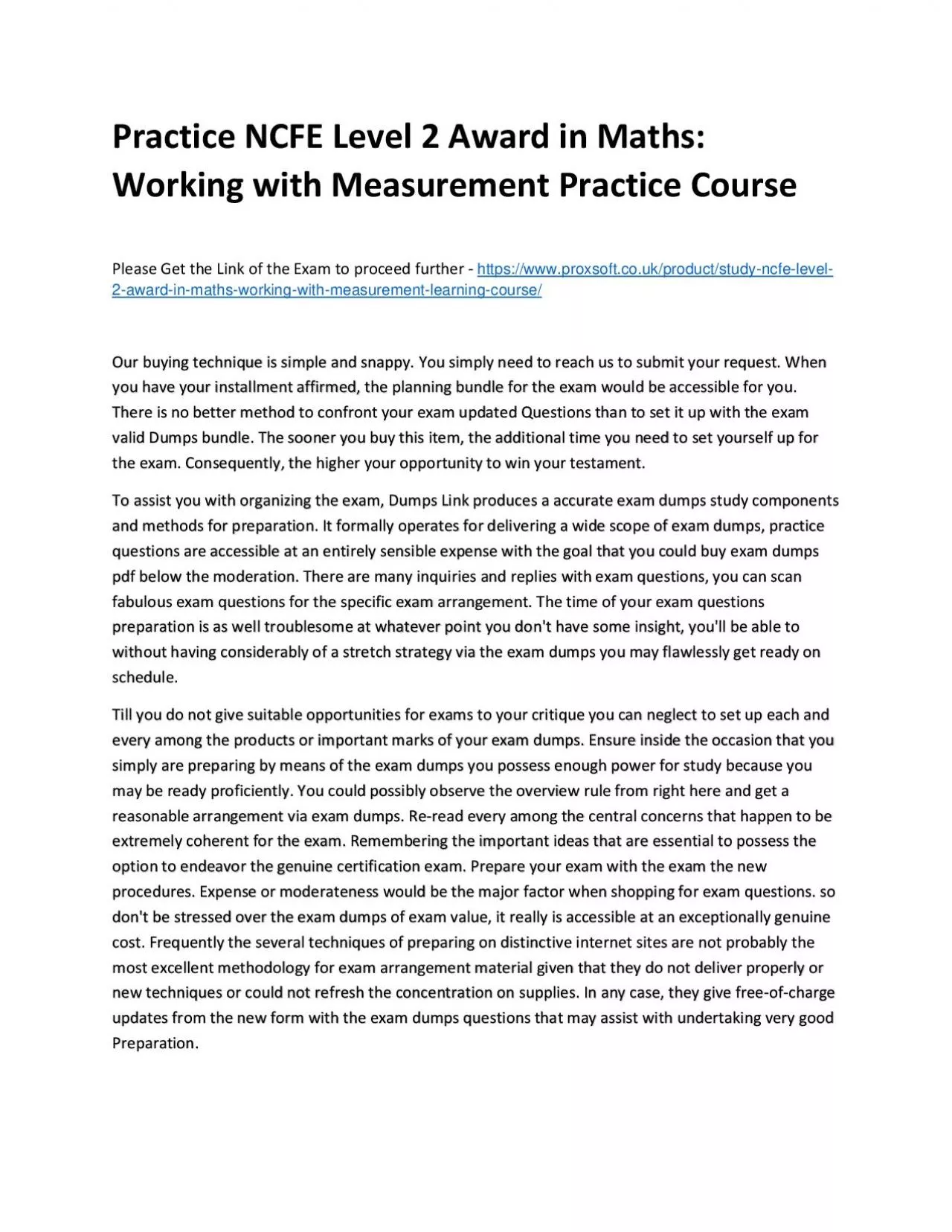 PDF-Practice NCFE Level 2 Award in Maths: Working with Measurement Practice Course