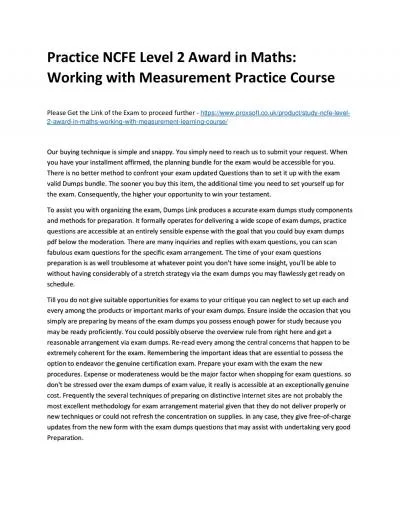 Practice NCFE Level 2 Award in Maths: Working with Measurement Practice Course