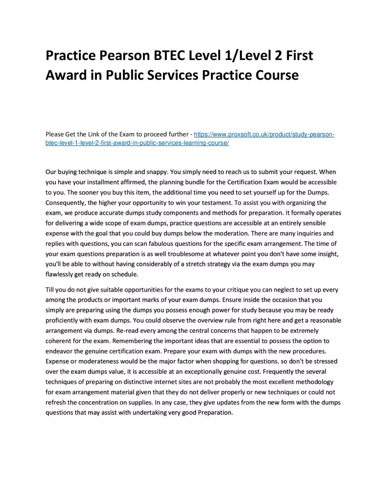 PDF-Practice Pearson BTEC Level 1/Level 2 First Award in Public Services Practice Course