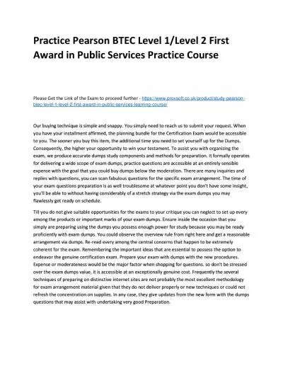 Practice Pearson BTEC Level 1/Level 2 First Award in Public Services Practice Course