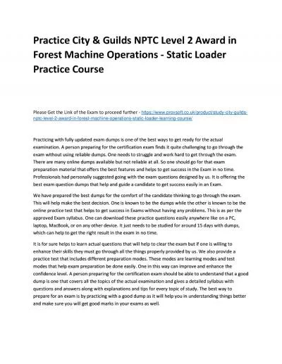 Practice City & Guilds NPTC Level 2 Award in Forest Machine Operations - Static Loader Practice Course