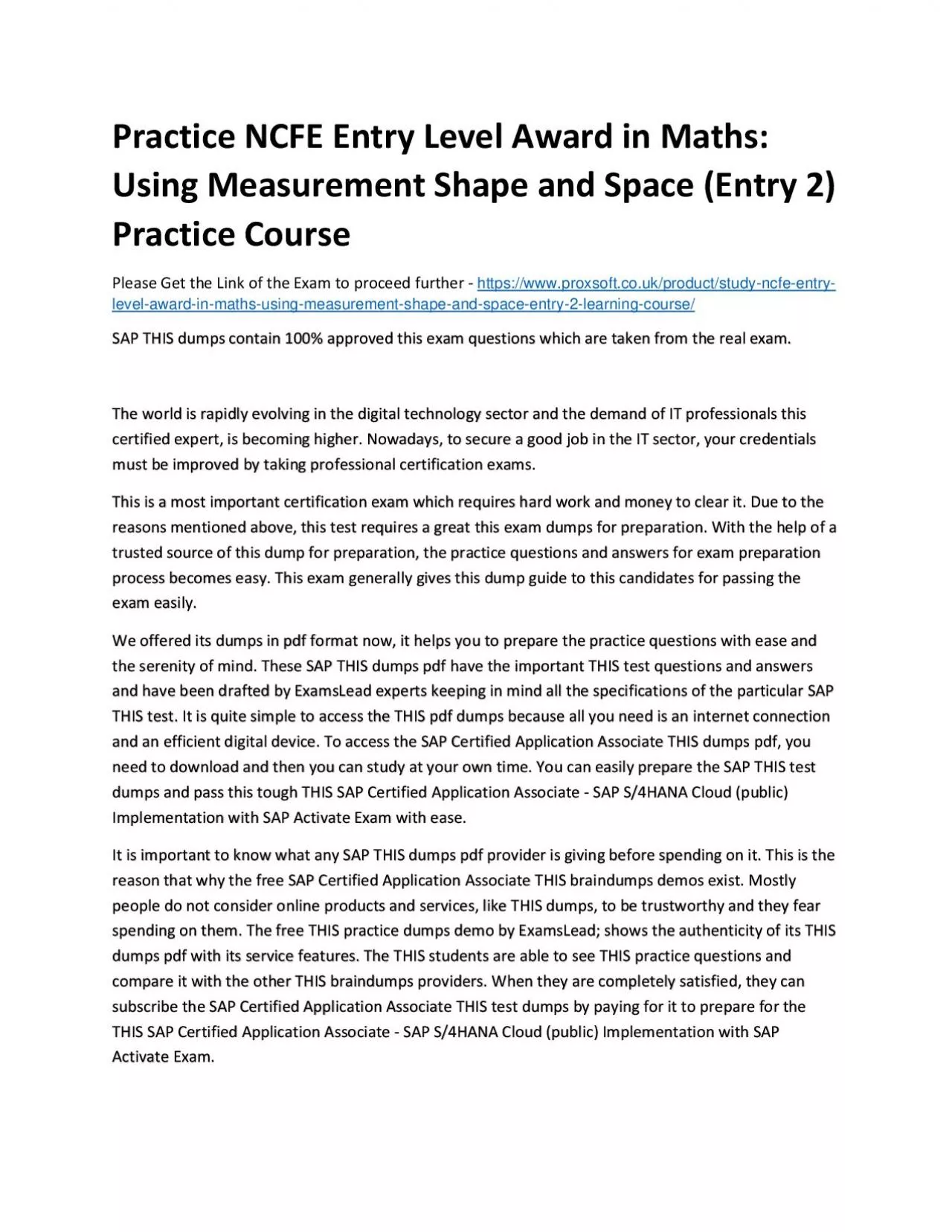 Practice NCFE Entry Level Award in Maths: Using Measurement Shape and Space (Entry 2)