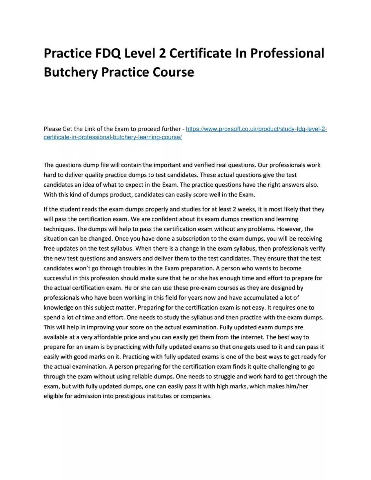 PDF-Practice FDQ Level 2 Certificate In Professional Butchery Practice Course