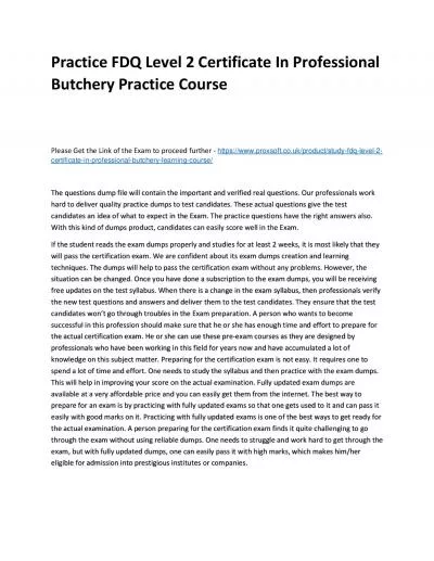 Practice FDQ Level 2 Certificate In Professional Butchery Practice Course