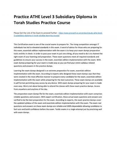 Practice ATHE Level 3 Subsidiary Diploma in Torah Studies Practice Course