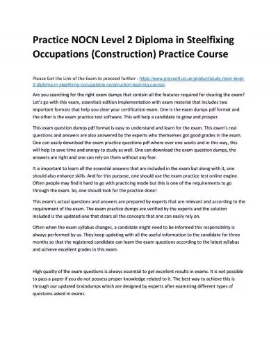 Practice NOCN Level 2 Diploma in Steelfixing Occupations (Construction) Practice Course