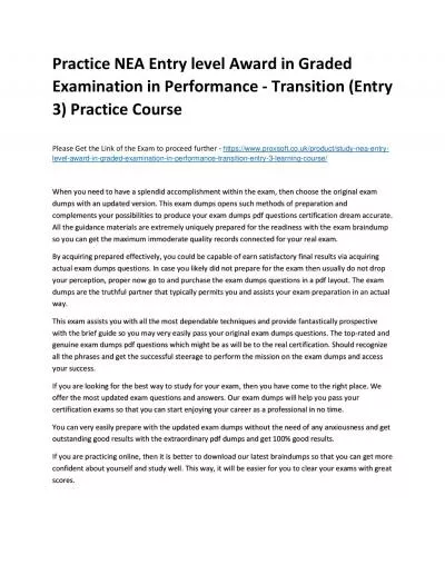 Practice NEA Entry level Award in Graded Examination in Performance - Transition (Entry