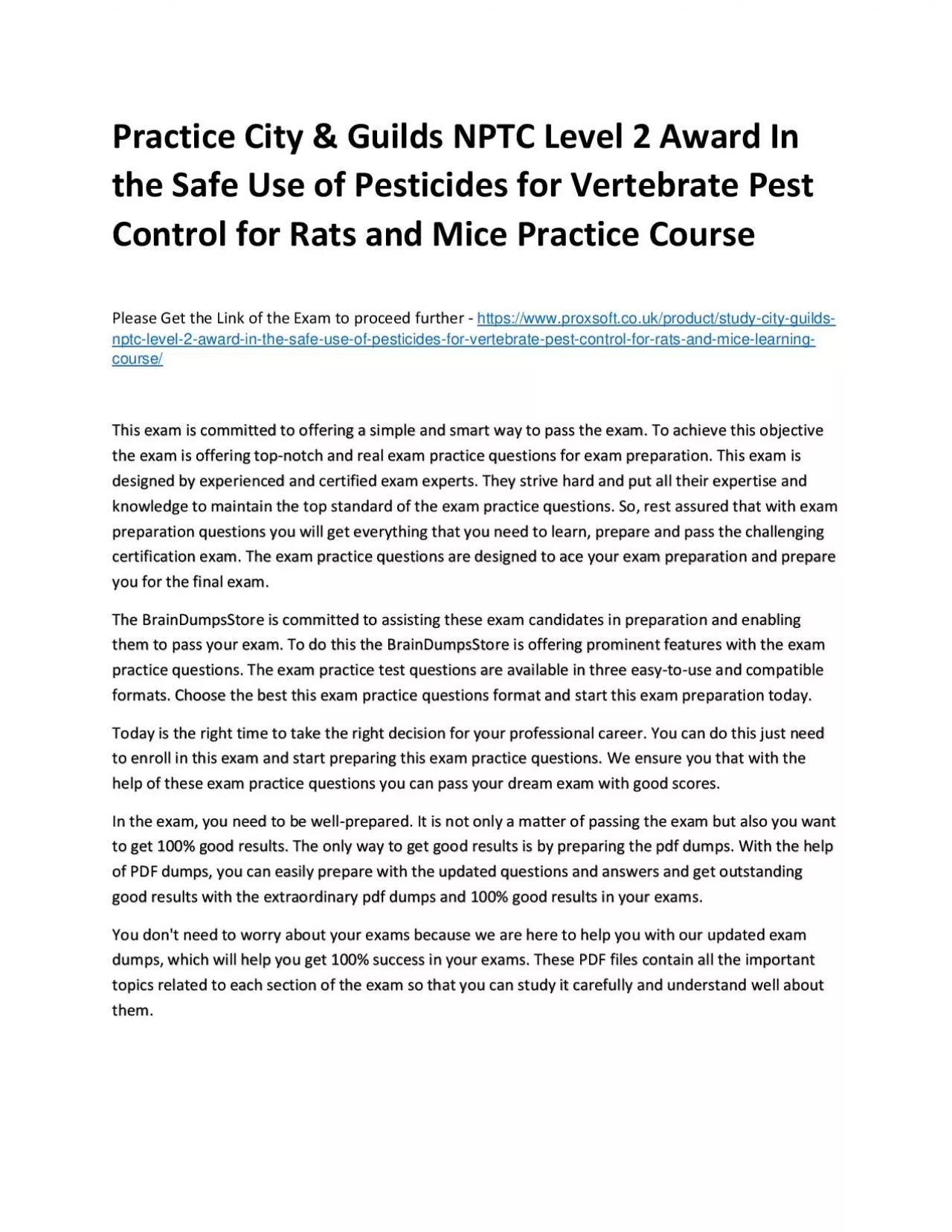 PDF-Practice City & Guilds NPTC Level 2 Award In the Safe Use of Pesticides for Vertebrate