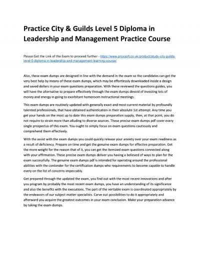 Practice City & Guilds Level 5 Diploma in Leadership and Management Practice Course