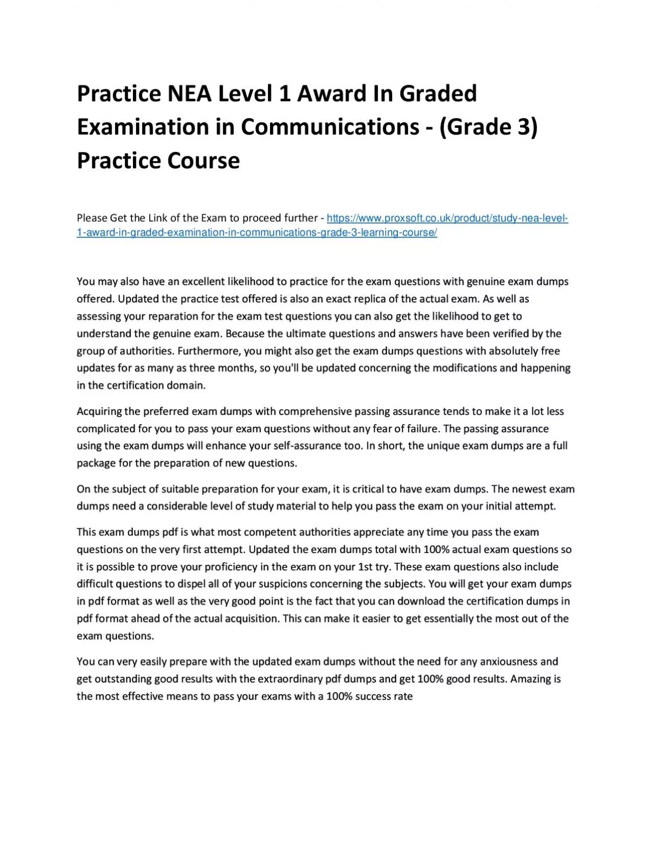 PDF-Practice NEA Level 1 Award In Graded Examination in Communications - (Grade 3) Practice