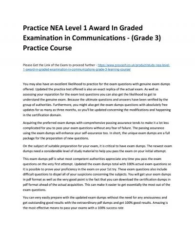 Practice NEA Level 1 Award In Graded Examination in Communications - (Grade 3) Practice