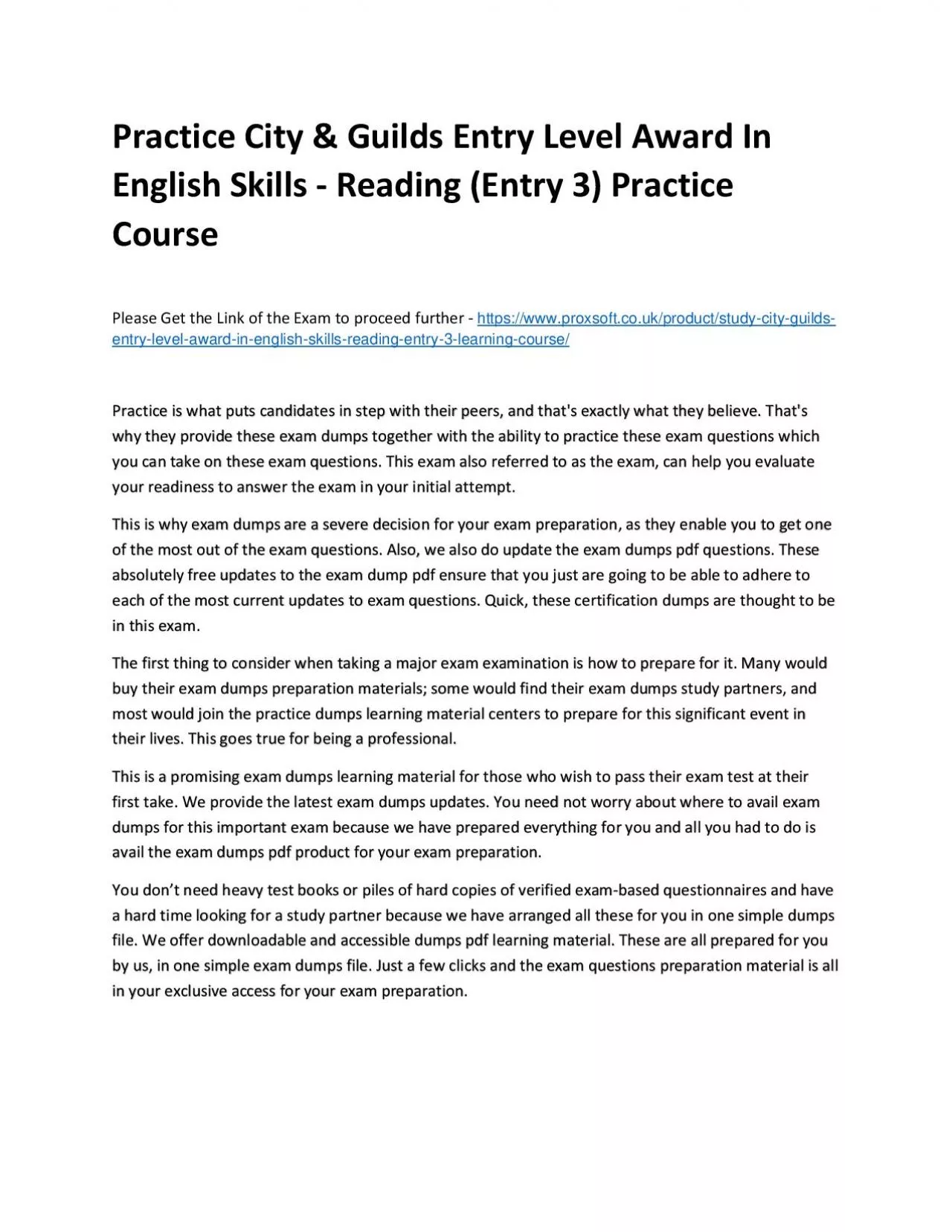 Practice City & Guilds Entry Level Award In English Skills - Reading (Entry 3) Practice