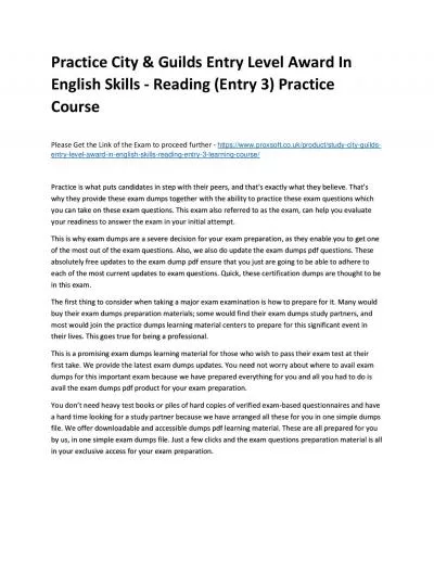 Practice City & Guilds Entry Level Award In English Skills - Reading (Entry 3) Practice