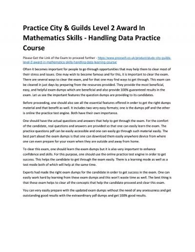 Practice City & Guilds Level 2 Award In Mathematics Skills - Handling Data Practice Course