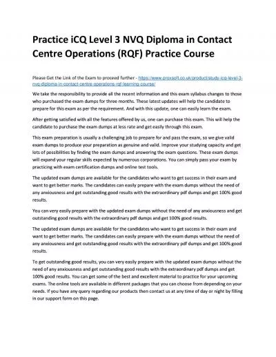 Practice iCQ Level 3 NVQ Diploma in Contact Centre Operations (RQF) Practice Course