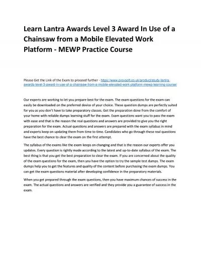 Learn Lantra Awards Level 3 Award In Use of a Chainsaw from a Mobile Elevated Work Platform - MEWP Practice Course