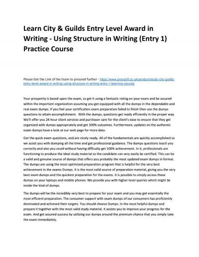 Learn City & Guilds Entry Level Award in Writing - Using Structure in Writing (Entry 1)
