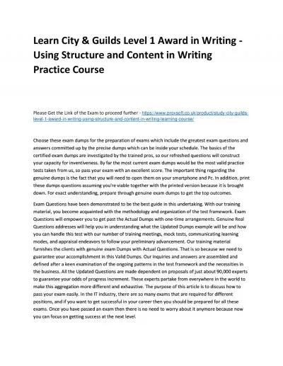 Learn City & Guilds Level 1 Award in Writing - Using Structure and Content in Writing