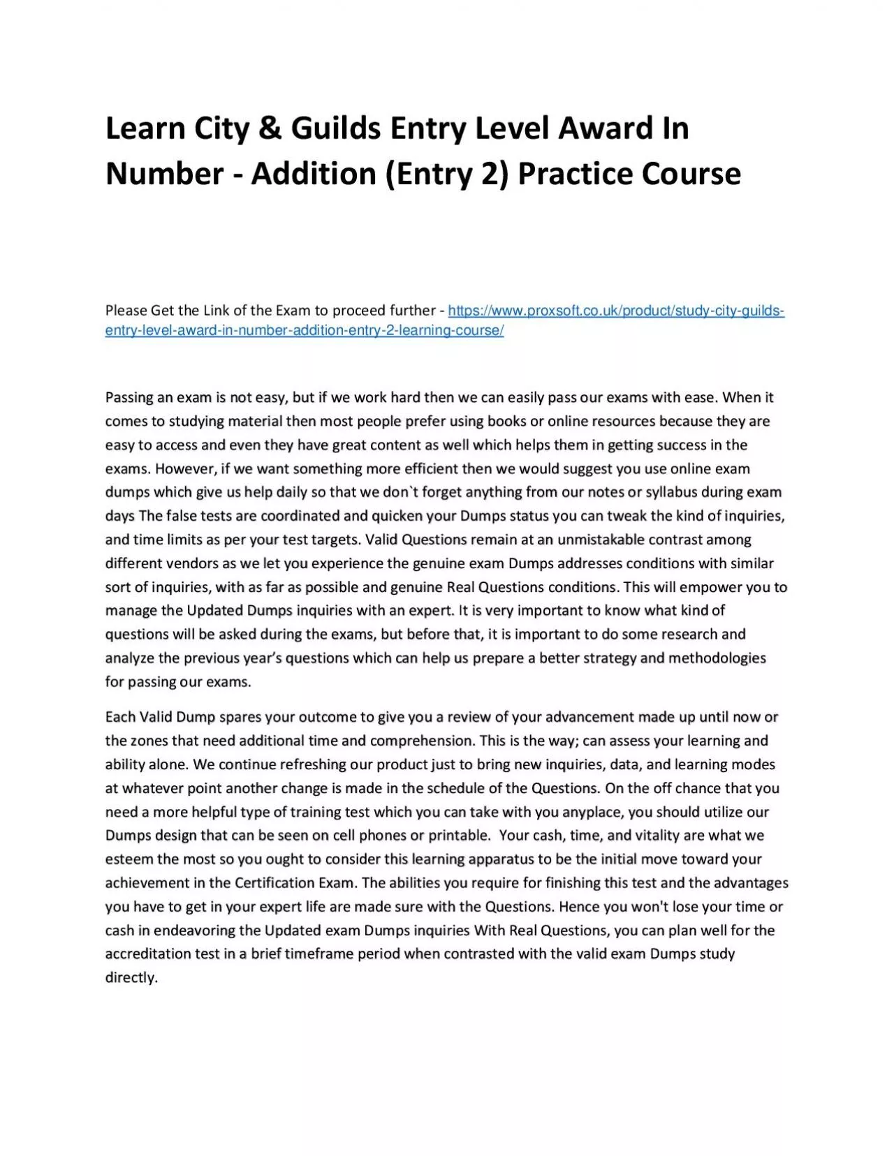 Learn City & Guilds Entry Level Award In Number - Addition (Entry 2) Practice Course