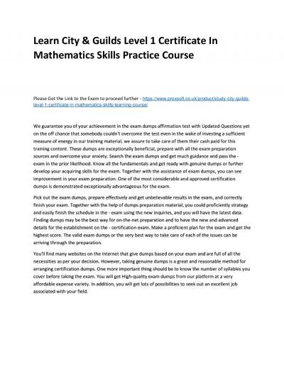 Learn City & Guilds Level 1 Certificate In Mathematics Skills Practice Course