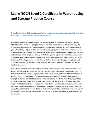 Learn NOCN Level 2 Certificate in Warehousing and Storage Practice Course