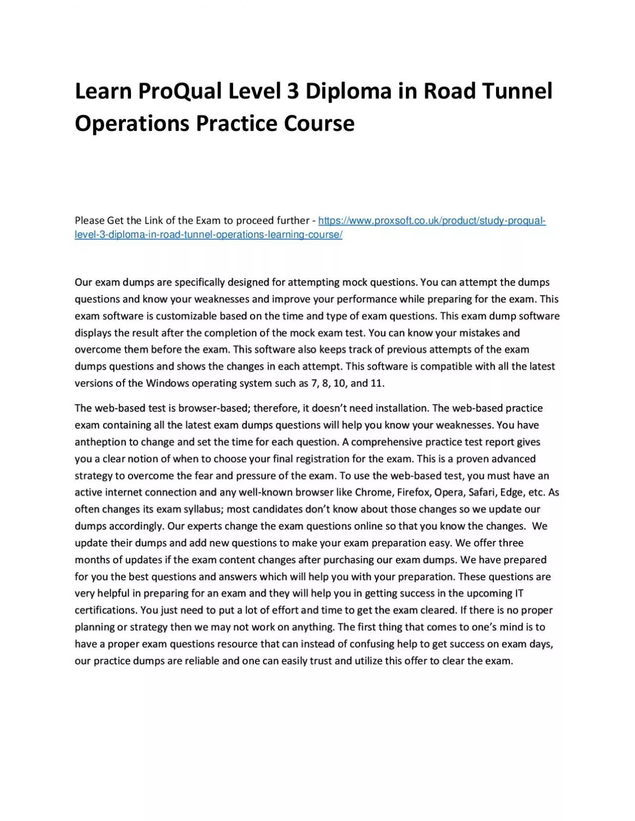 PDF-Learn ProQual Level 3 Diploma in Road Tunnel Operations Practice Course