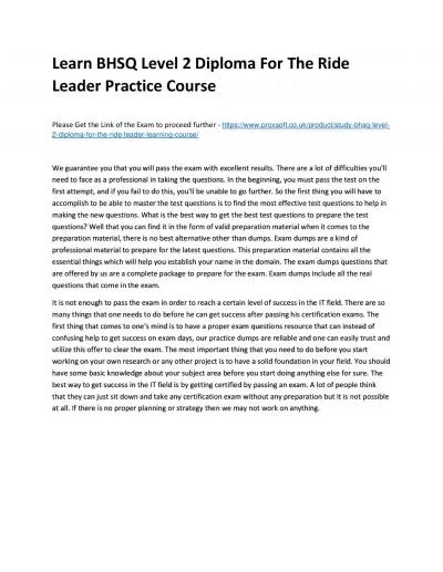 Learn BHSQ Level 2 Diploma For The Ride Leader Practice Course