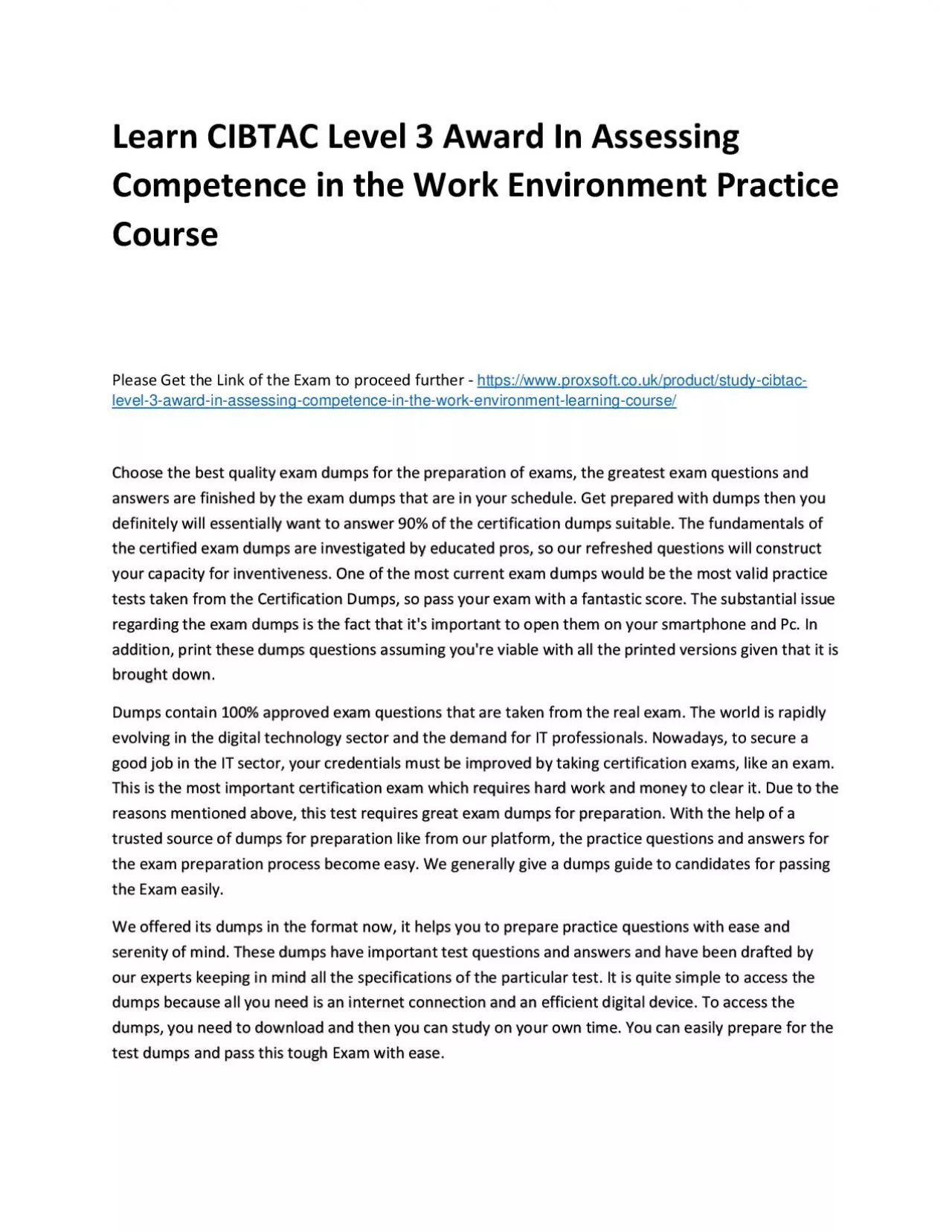 PDF-Learn CIBTAC Level 3 Award In Assessing Competence in the Work Environment Practice Course