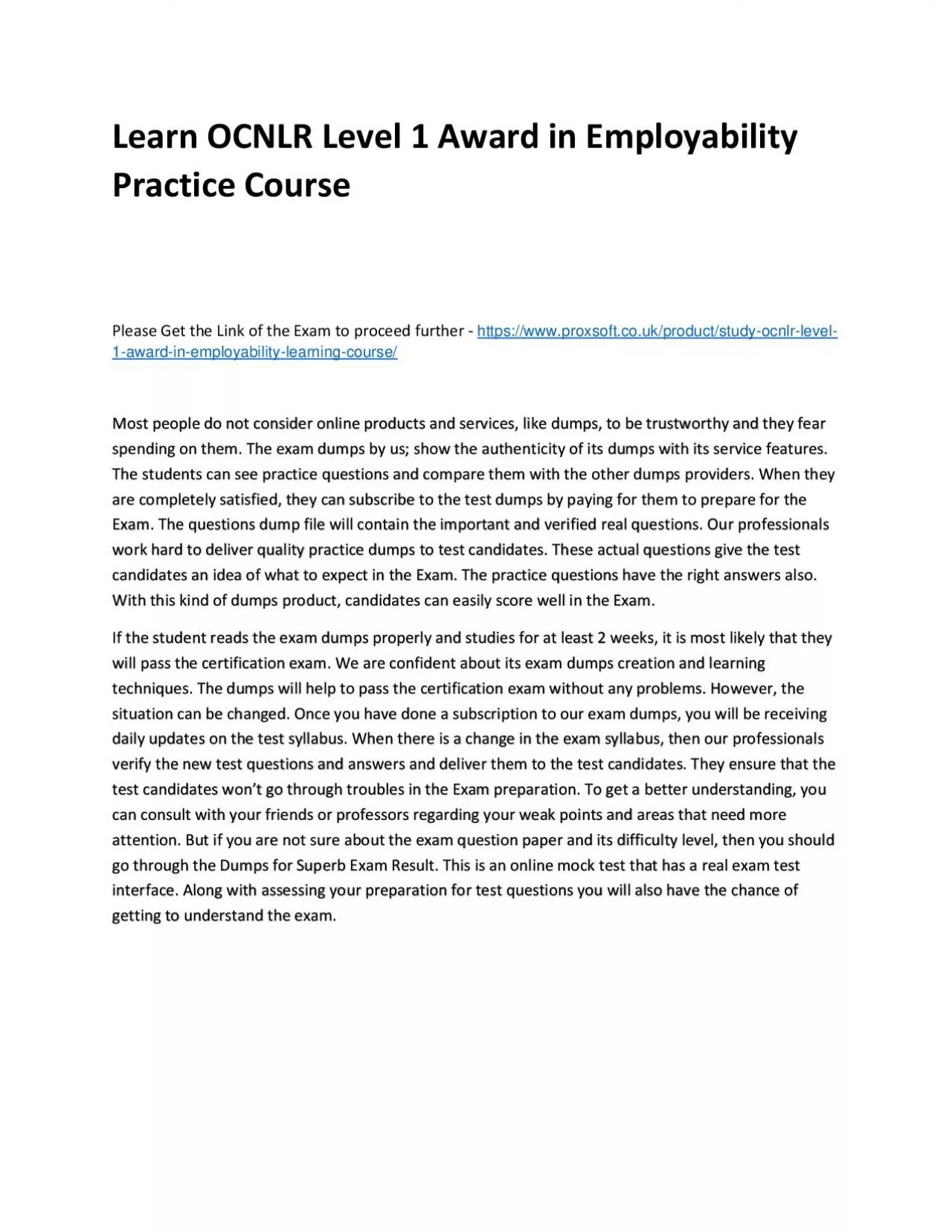 PDF-Learn OCNLR Level 1 Award in Employability Practice Course