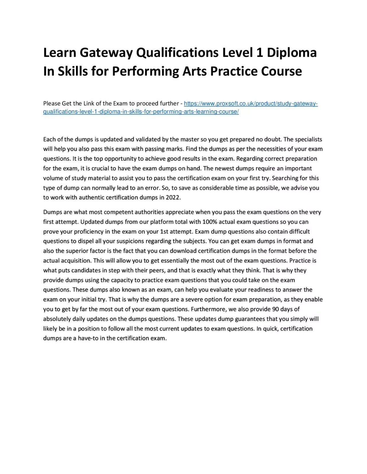 PDF-Learn Gateway Qualifications Level 1 Diploma In Skills for Performing Arts Practice Course