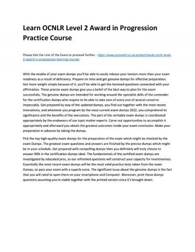 Learn OCNLR Level 2 Award in Progression Practice Course