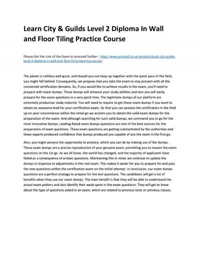 Learn City & Guilds Level 2 Diploma In Wall and Floor Tiling Practice Course