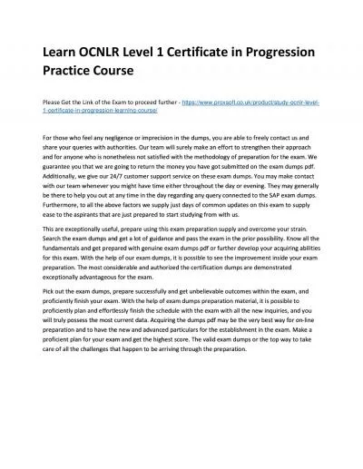 Learn OCNLR Level 1 Certificate in Progression Practice Course