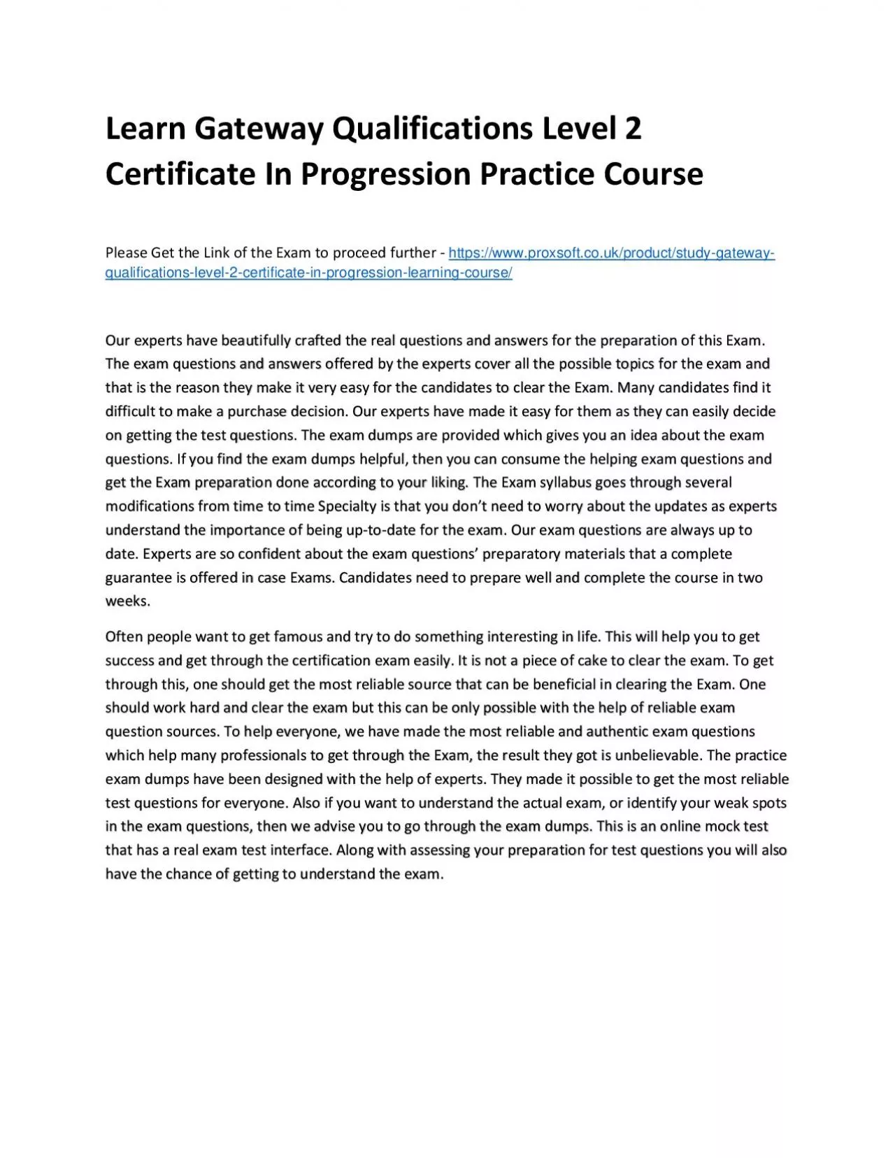 PDF-Learn Gateway Qualifications Level 2 Certificate In Progression Practice Course