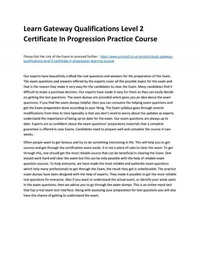 Learn Gateway Qualifications Level 2 Certificate In Progression Practice Course