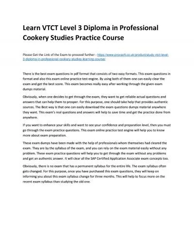 Learn VTCT Level 3 Diploma in Professional Cookery Studies Practice Course