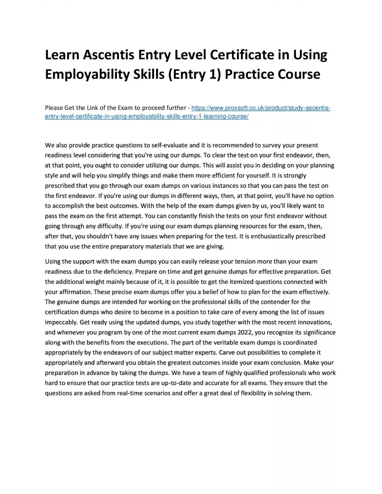 Learn Ascentis Entry Level Certificate in Using Employability Skills (Entry 1) Practice