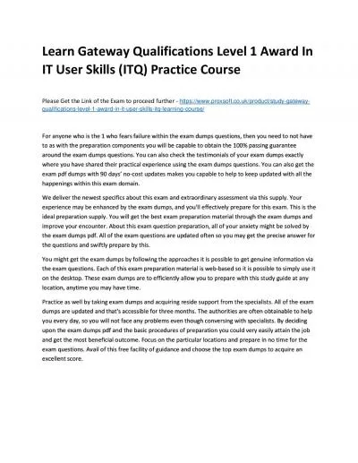 Learn Gateway Qualifications Level 1 Award In IT User Skills (ITQ) Practice Course