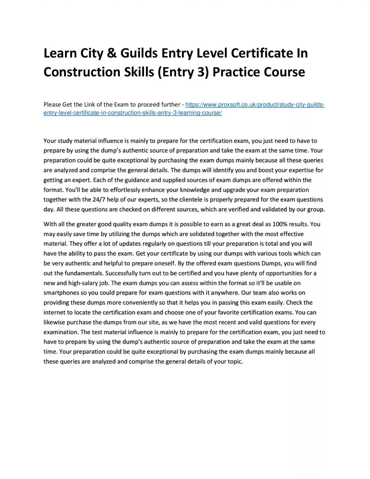 Learn City & Guilds Entry Level Certificate In Construction Skills (Entry 3) Practice