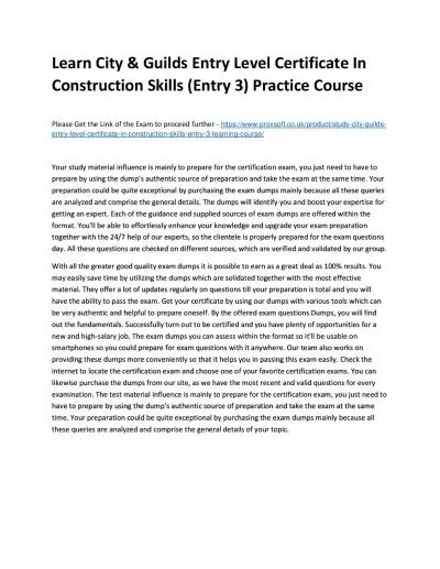 Learn City & Guilds Entry Level Certificate In Construction Skills (Entry 3) Practice Course