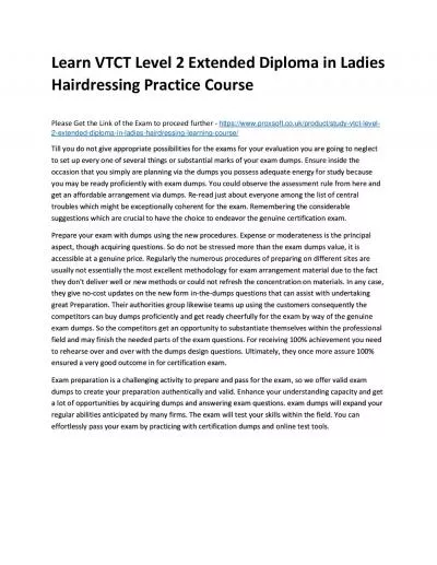 Learn VTCT Level 2 Extended Diploma in Ladies Hairdressing Practice Course
