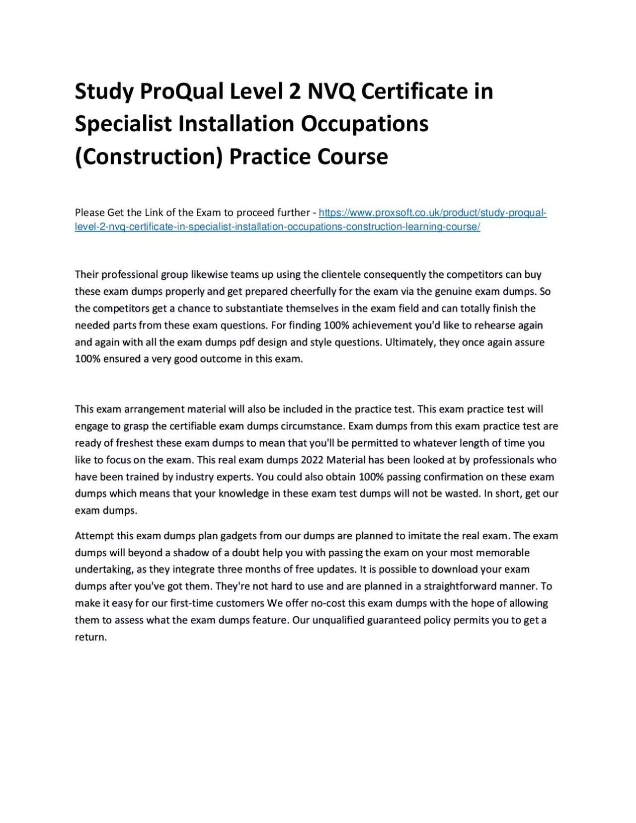 Study ProQual Level 2 NVQ Certificate in Specialist Installation Occupations (Construction)