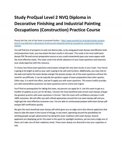 Study ProQual Level 2 NVQ Diploma in Decorative Finishing and Industrial Painting Occupations (Construction) Practice Course